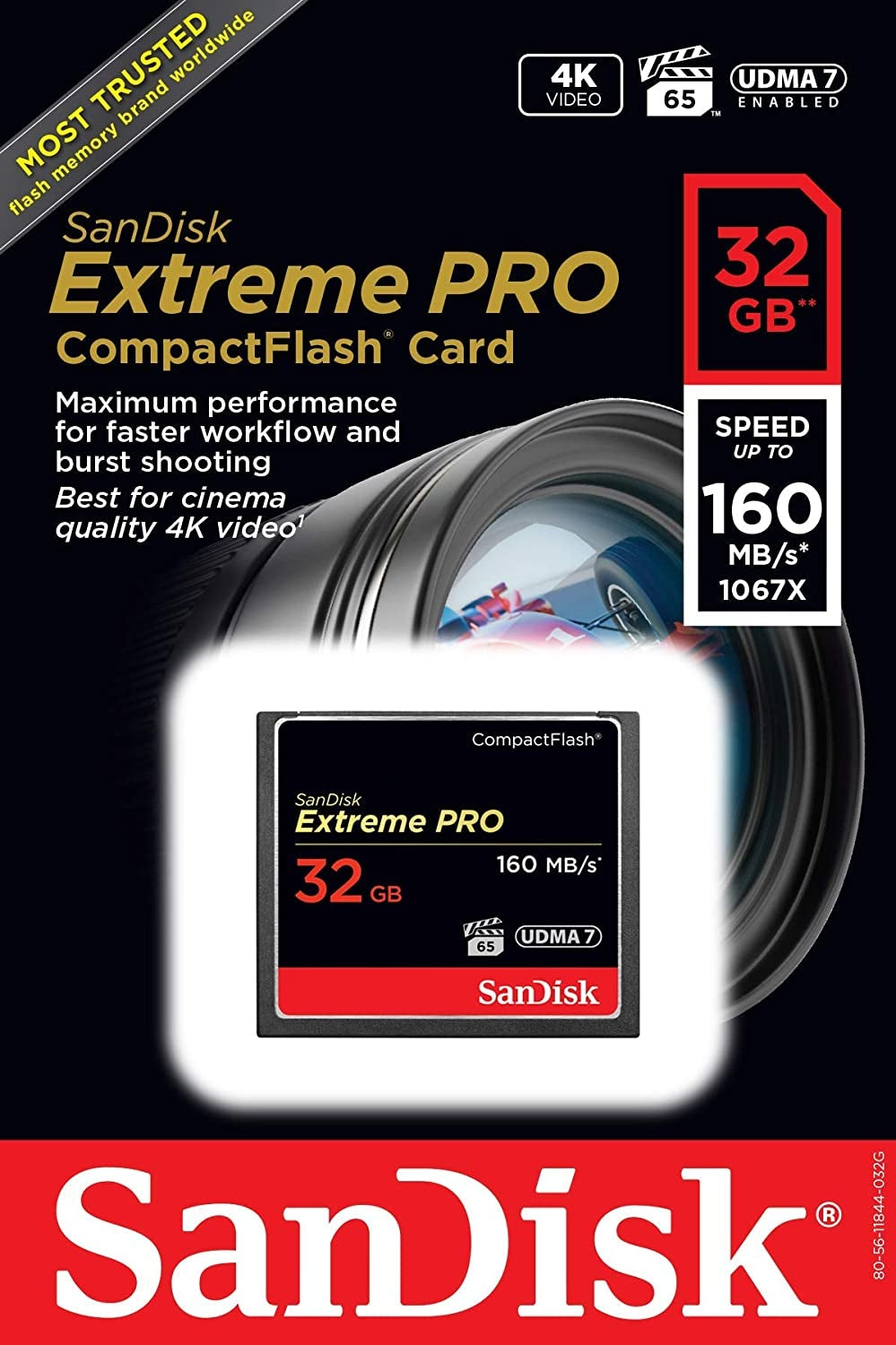 SanDisk Extreme Pro CFXP 32GB CompactFlash 160MB/s (SDCFXPS-032G) V28-FFCSAN32GBCFE1601