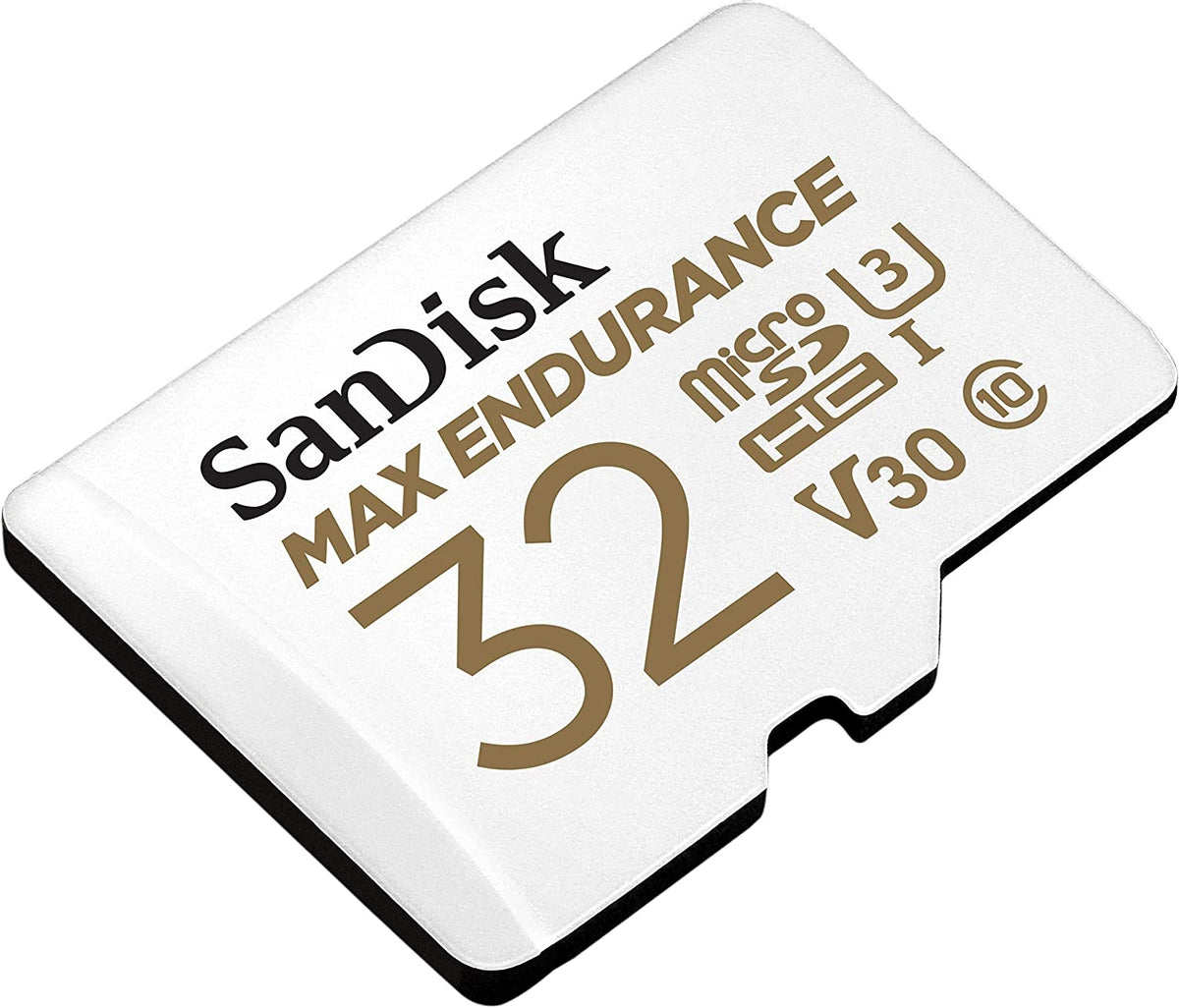 Sandisk Max Endurance Microsdhc Card SQQVR 32G (15 000 HRS) UHS-I C10 U3 V30 100MB/S R 40MB/S W SD Adaptor V28-FFCSAN32GQQVR