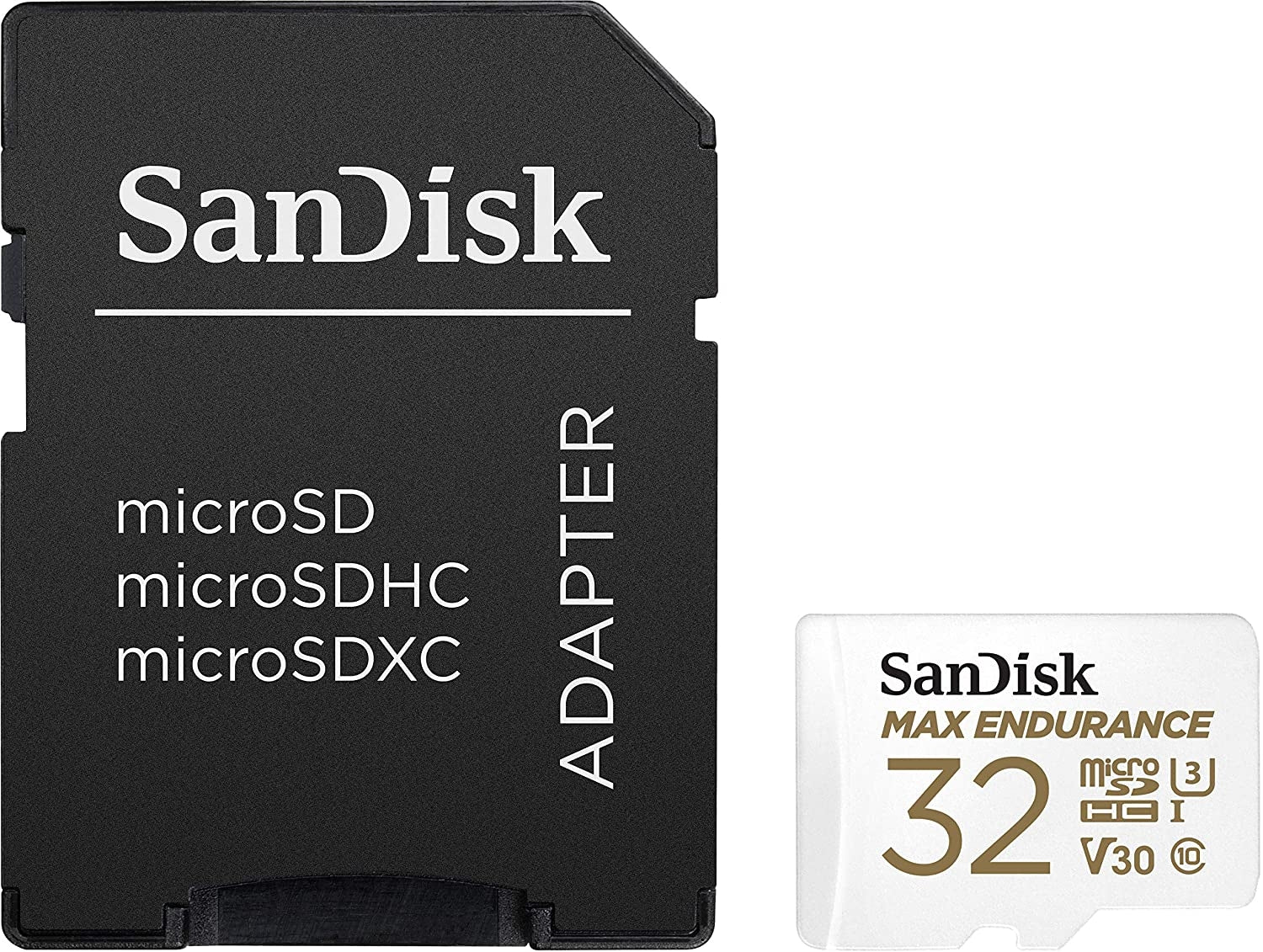 Sandisk Max Endurance Microsdhc Card SQQVR 32G (15 000 HRS) UHS-I C10 U3 V30 100MB/S R 40MB/S W SD Adaptor V28-FFCSAN32GQQVR