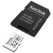 SANDISK HIGH ENDURANCE MICROSDHC CARD SQQNR 32G UHS-I C10 U3 V30 100MB/S R 40MB/S W SD ADAPTOR V28-FFCSAN32GSQQNR