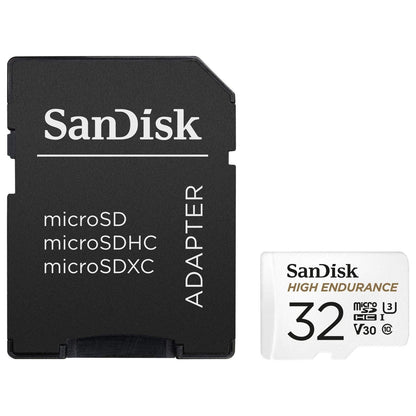 SANDISK HIGH ENDURANCE MICROSDHC CARD SQQNR 32G UHS-I C10 U3 V30 100MB/S R 40MB/S W SD ADAPTOR V28-FFCSAN32GSQQNR
