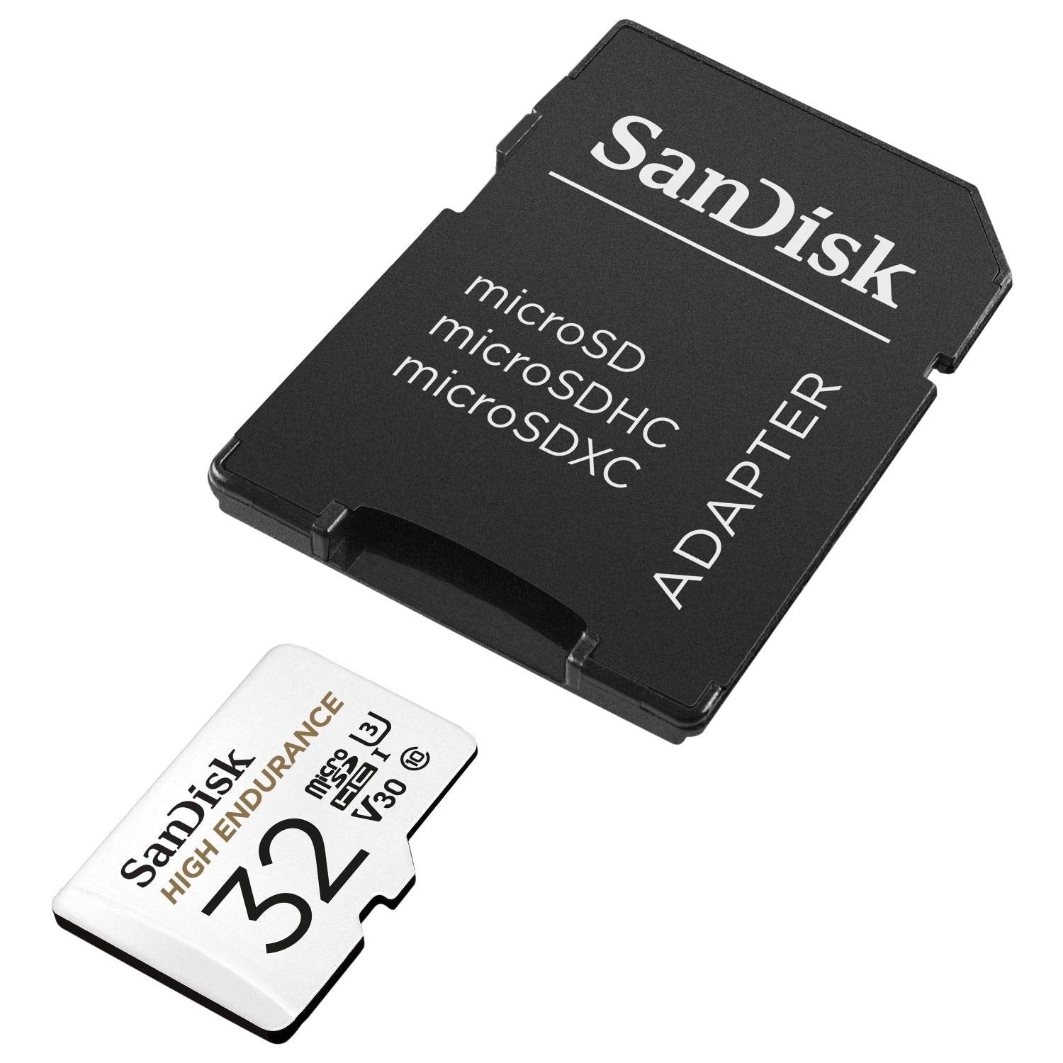 SANDISK HIGH ENDURANCE MICROSDHC CARD SQQNR 32G UHS-I C10 U3 V30 100MB/S R 40MB/S W SD ADAPTOR V28-FFCSAN32GSQQNR1