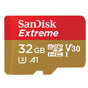 SANDISK SDSQXAF-032G-GN6MN 32GB MICRO SDHC EXTREME A1 V30, UHS-I/ U3, 100MB/s ,NO SD ADAPTER V28-FFCSAN32GTFQXAF100