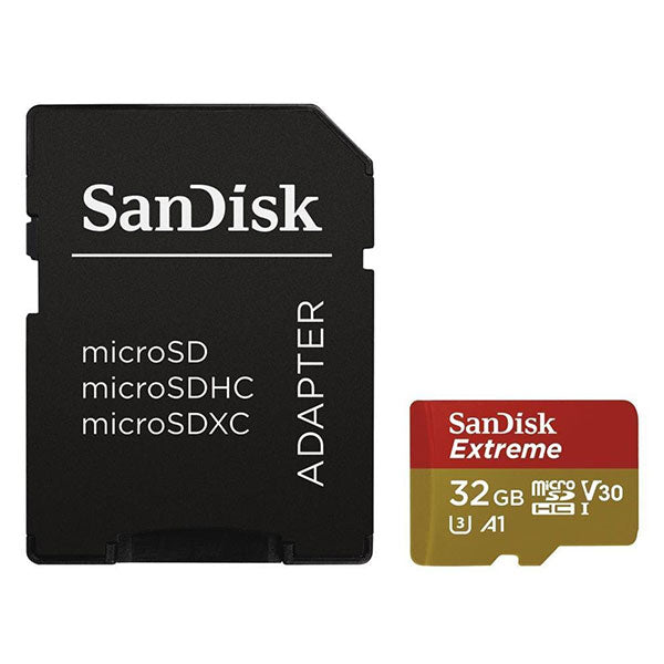 SANDISK SDSQXAF-032G-GN6MN 32GB MICRO SDHC EXTREME A1 V30, UHS-I/ U3, 100MB/s ,NO SD ADAPTER V28-FFCSAN32GTFQXAF100