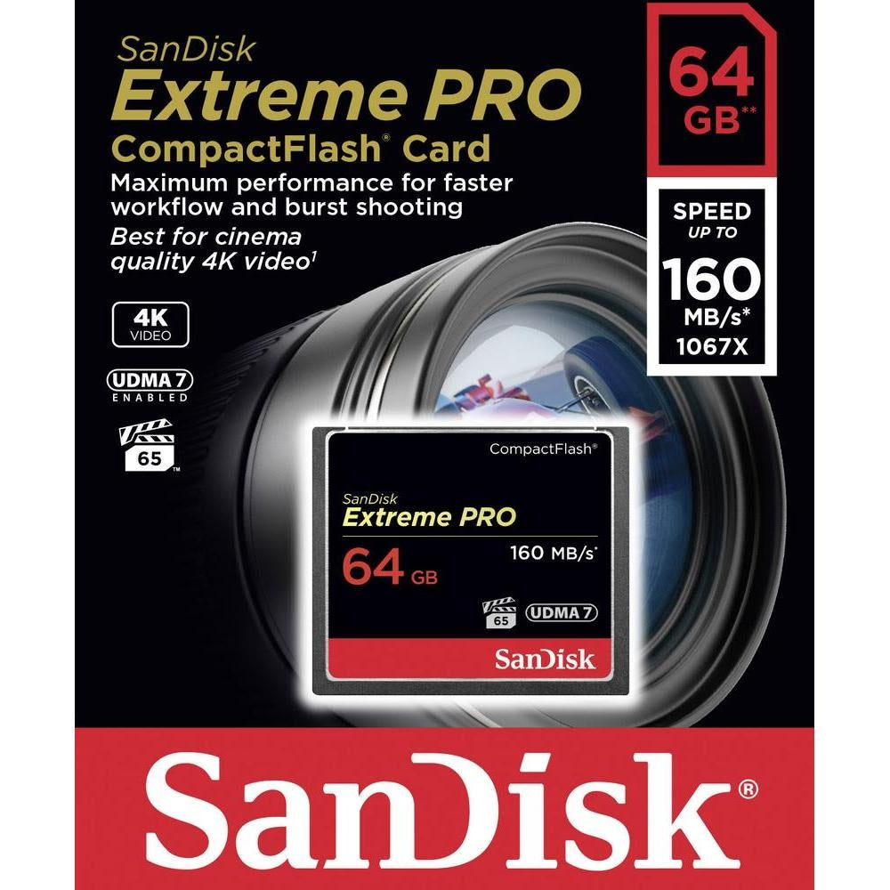 SanDisk Extreme Pro CFXP 64GB CompactFlash 160MB/s (SDCFXPS-064G) V28-FFCSAN64GBCFE1601