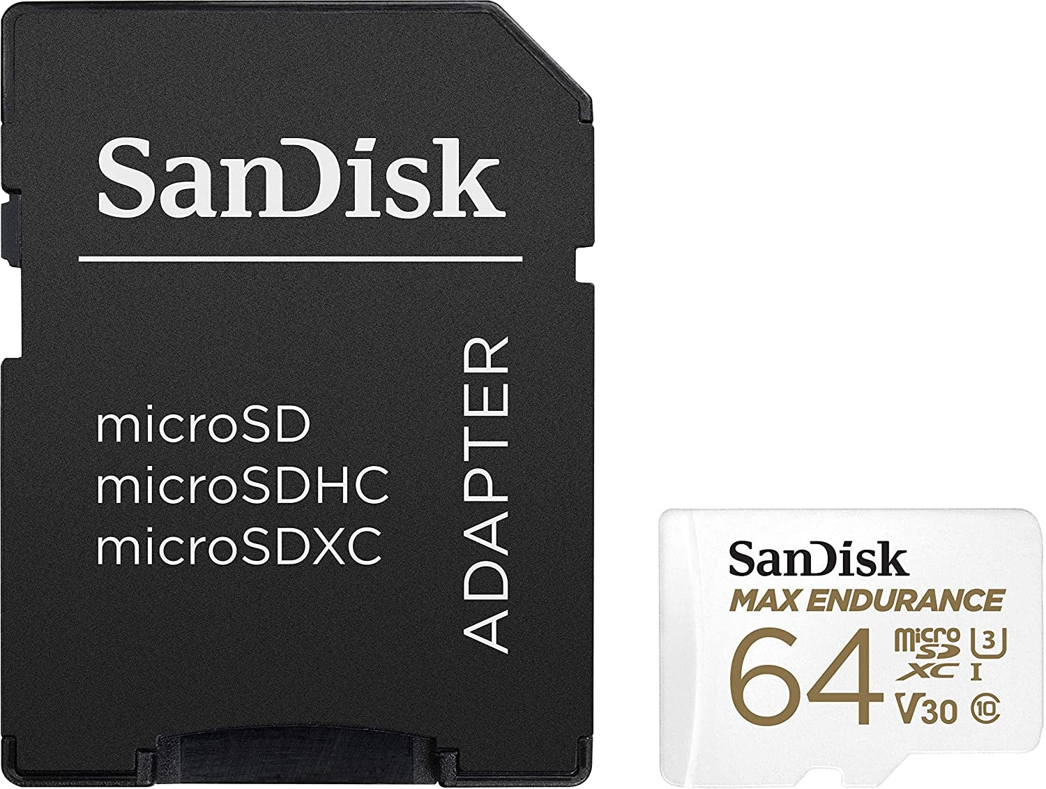 Sandisk Max Endurance Microsdxc Card SQQVR 64G (30 000 HRS) UHS-I C10 U3 V30 100MB/S R 40MB/S W SD Adaptor V28-FFCSAN64GQQVR