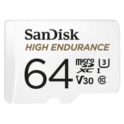 SANDISK HIGH ENDURANCE MICROSDHC CARD SQQNR 64G UHS-I C10 U3 V30 100MB/S R 40MB/S W SD ADAPTOR V28-FFCSAN64GSQQNR