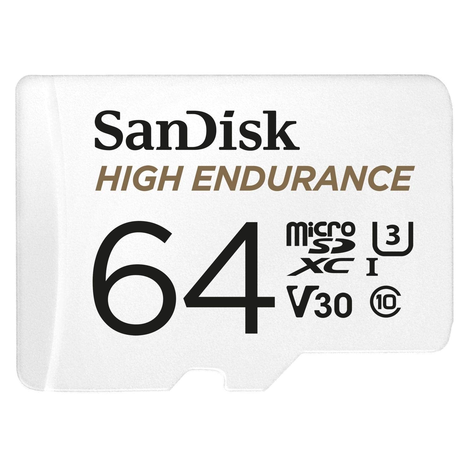 SANDISK HIGH ENDURANCE MICROSDHC CARD SQQNR 64G UHS-I C10 U3 V30 100MB/S R 40MB/S W SD ADAPTOR V28-FFCSAN64GSQQNR