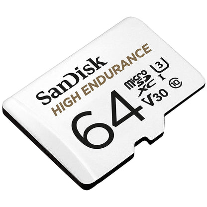 SANDISK HIGH ENDURANCE MICROSDHC CARD SQQNR 64G UHS-I C10 U3 V30 100MB/S R 40MB/S W SD ADAPTOR V28-FFCSAN64GSQQNR