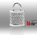 16GB Crystal Lock Pendant USB Flash Drive Pen Stick Memory (Silver) V28-FUSEZC16GPENDNT