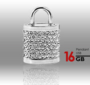 16GB Crystal Lock Pendant USB Flash Drive Pen Stick Memory (Silver) V28-FUSEZC16GPENDNT