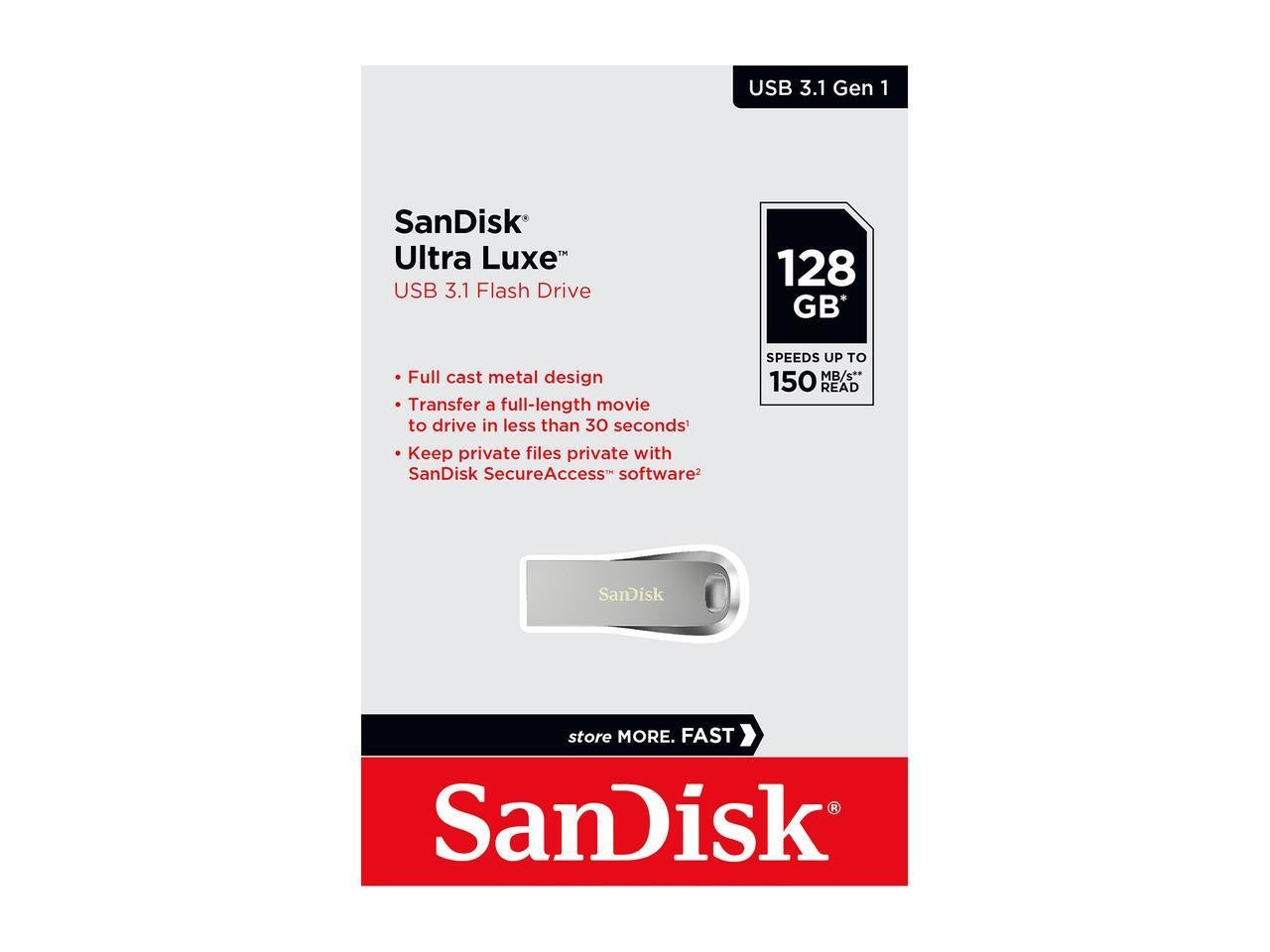 SANDISK SDCZ74-128G-G46 128G ULTRA LUXE PEN DRIVE 150MB USB 3.0 METAL V28-FUSSAN128GCZ74