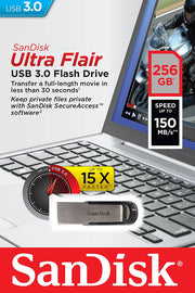 SANDISK 256GB CZ73 ULTRA FLAIR USB 3.0 FLASH DRIVE upto 150MB/s V28-FUSSAN256GCZ73UF3
