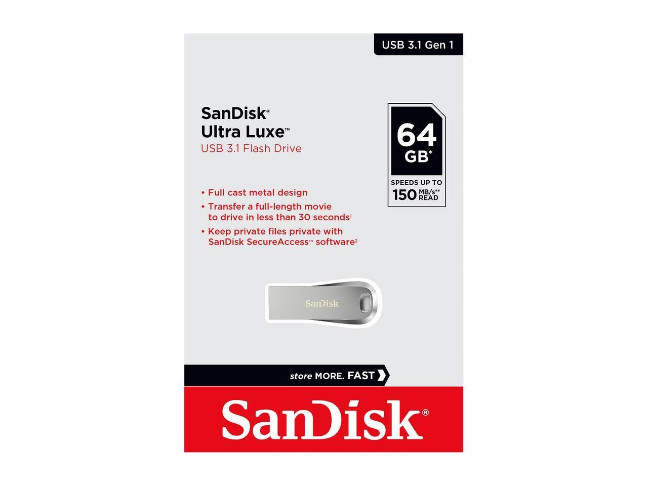 SANDISK SDCZ74-064G-G46 64G ULTRA LUXE PEN DRIVE 150MB USB 3.0 METAL V28-FUSSAN64GCZ74