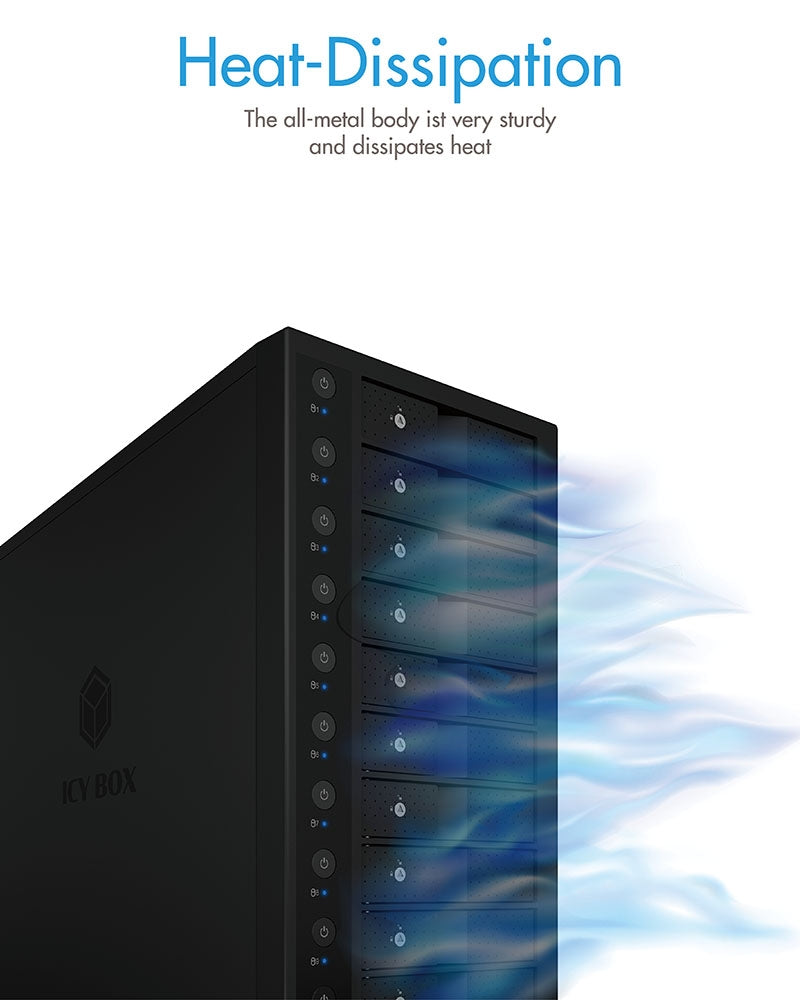 ICY BOX IB-3810-C31 SINGLE enclosure for 10x HDD with USB 3.1 (Gen 2) Type-C or Type-A interface V28-HDDICY3810C31