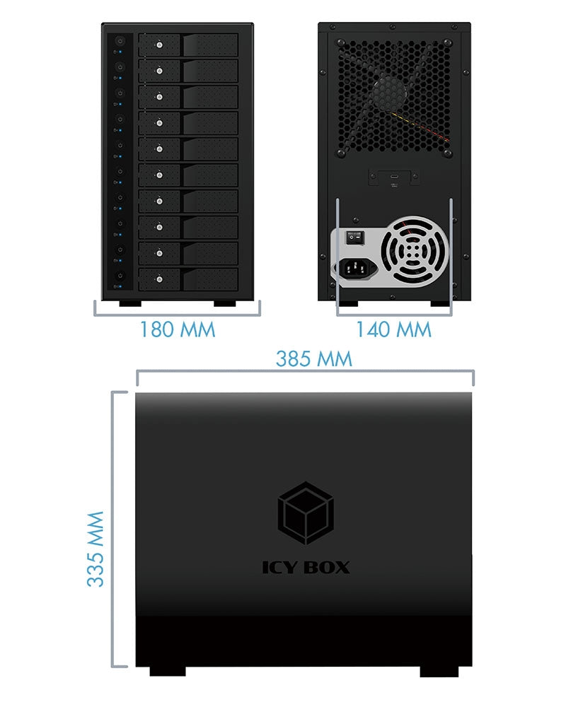 ICY BOX IB-3810-C31 SINGLE enclosure for 10x HDD with USB 3.1 (Gen 2) Type-C or Type-A interface V28-HDDICY3810C31