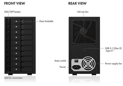 ICY BOX IB-3810-C31 SINGLE enclosure for 10x HDD with USB 3.1 (Gen 2) Type-C or Type-A interface V28-HDDICY3810C31