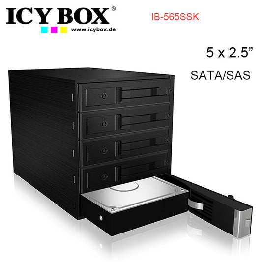 ICY BOX Backplane for 5x 3.5" SATA or SAS HDD in 3x 5.25" bay (IB-565SSK) V28-HDDICY565SSK