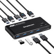 Simplecom KM420 2-Port HDMI KVM Switch HDMI 2.0 4K@60Hz 4-Port USB 3.0 Hub 5Gbps V28-KM420