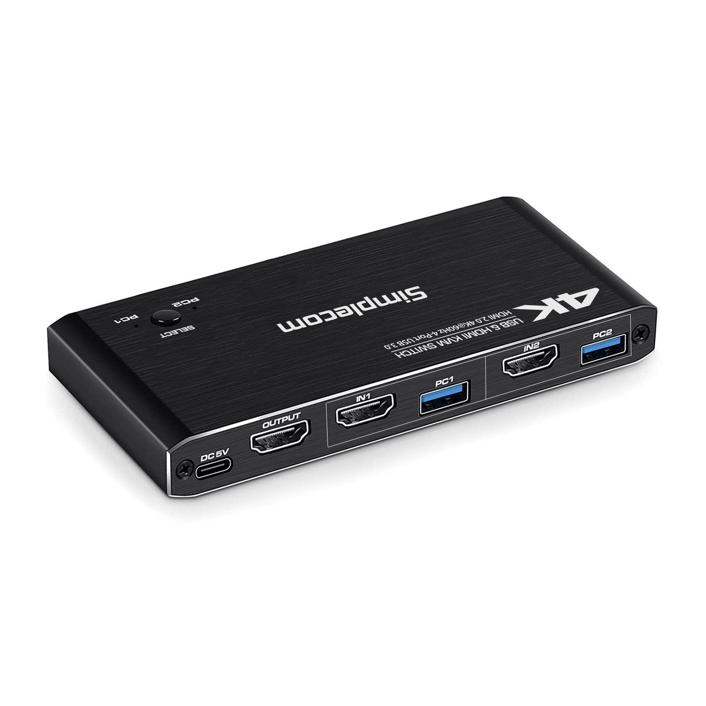 Simplecom KM420 2-Port HDMI KVM Switch HDMI 2.0 4K@60Hz 4-Port USB 3.0 Hub 5Gbps V28-KM420