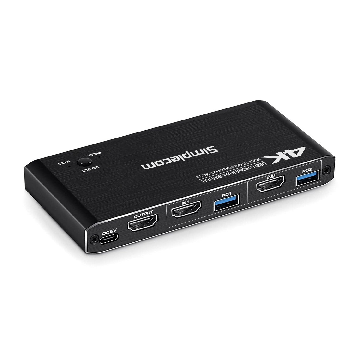 Simplecom KM420 2-Port HDMI KVM Switch HDMI 2.0 4K@60Hz 4-Port USB 3.0 Hub 5Gbps V28-KM420