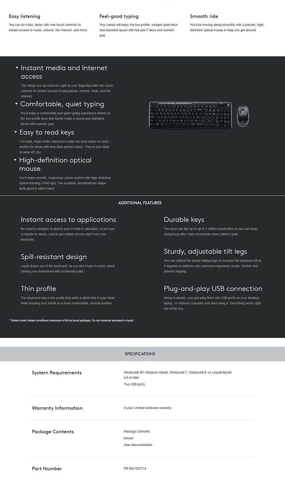 Logitech MK200 Media Keyboard Mouse (920-002693) V28-LOGCOMMK200