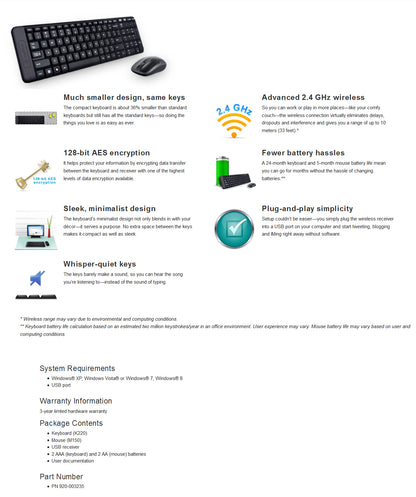 Logitech MK220 Wireless keyboard mouse (920-003235) V28-LOGCOMMK220