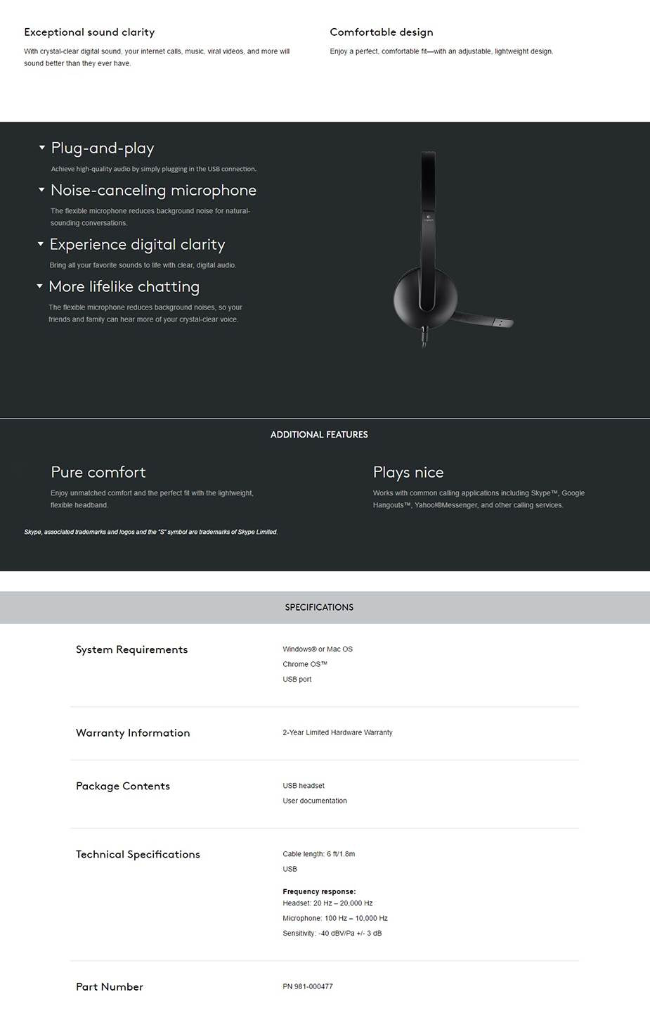 Logitech H340 USB Headset (981-000477) V28-LOGHSTH340