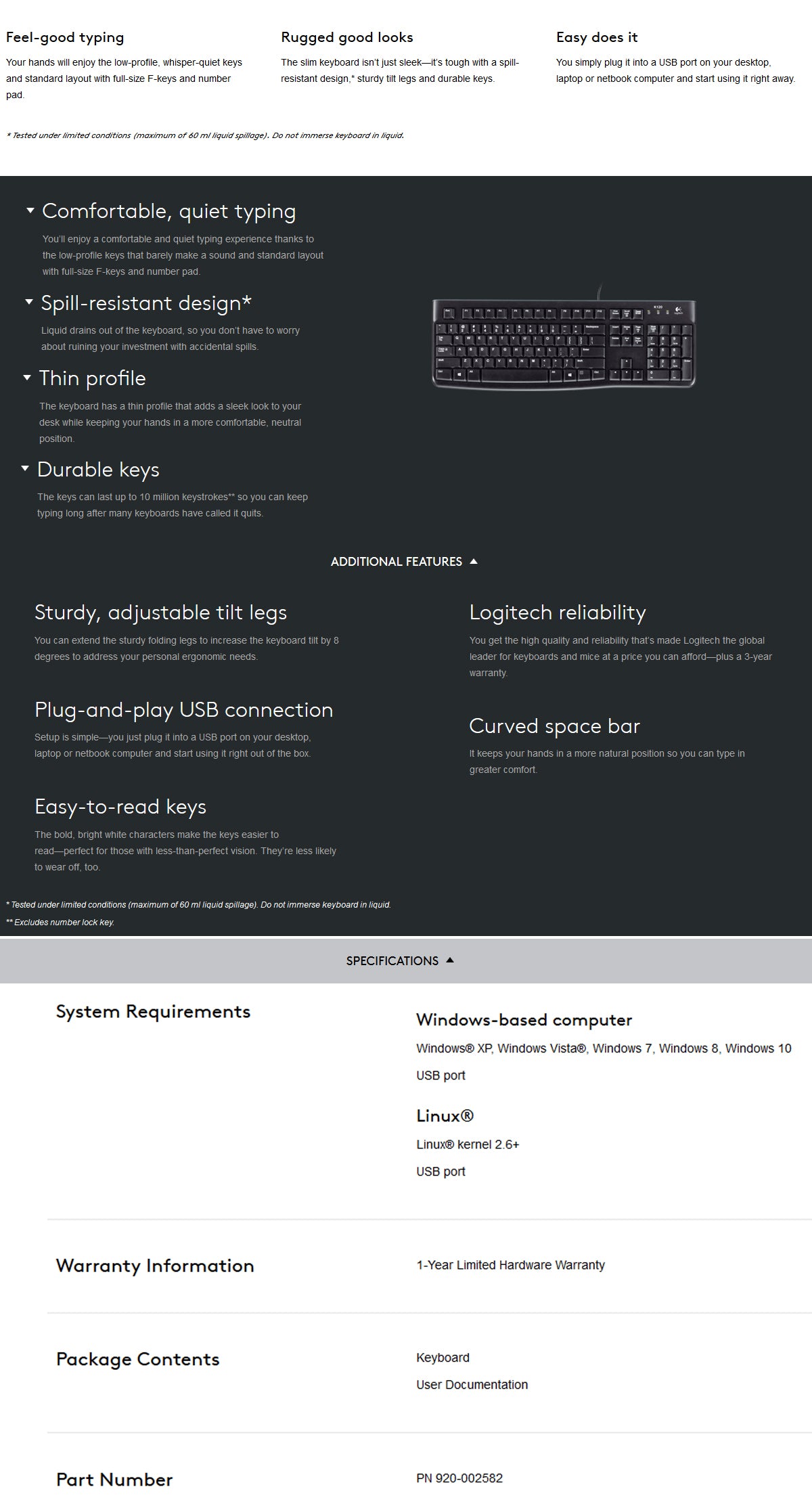 Logitech K120 USB Keyboard (920-002582) V28-LOGKEYK120
