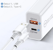 BDI 25W PD Quick Charger AU plug with USB and Type C Port SDC-25WACB -2pack V28-MOBBDI25WACB2PK