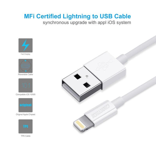 Choetech MFI Certified Cable for iPhone 1.2M White V28-MOBCHOIP0026