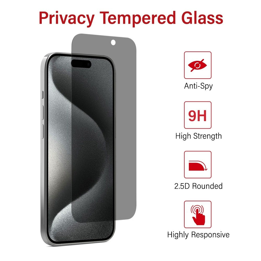 Privacy Tempered Glass Screen Protector for iPhone 16 Pro / 17 / 17 Pro V28-MOBCRAPRVSCRIP16P1717P