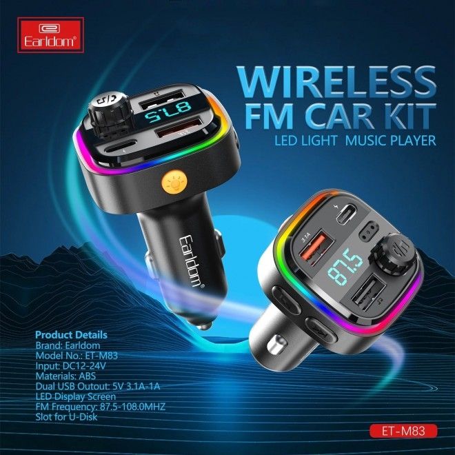 Earldom M83 Wireless Car Kit FM Transmitter V28-MOBINTEDM83