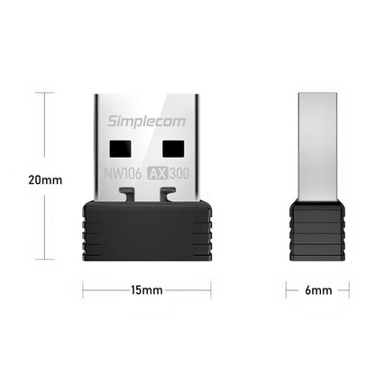 Simplecom NW106 AX300 2.4GHz Wi-Fi 6 USB Wireless Nano Adapter V28-NW106