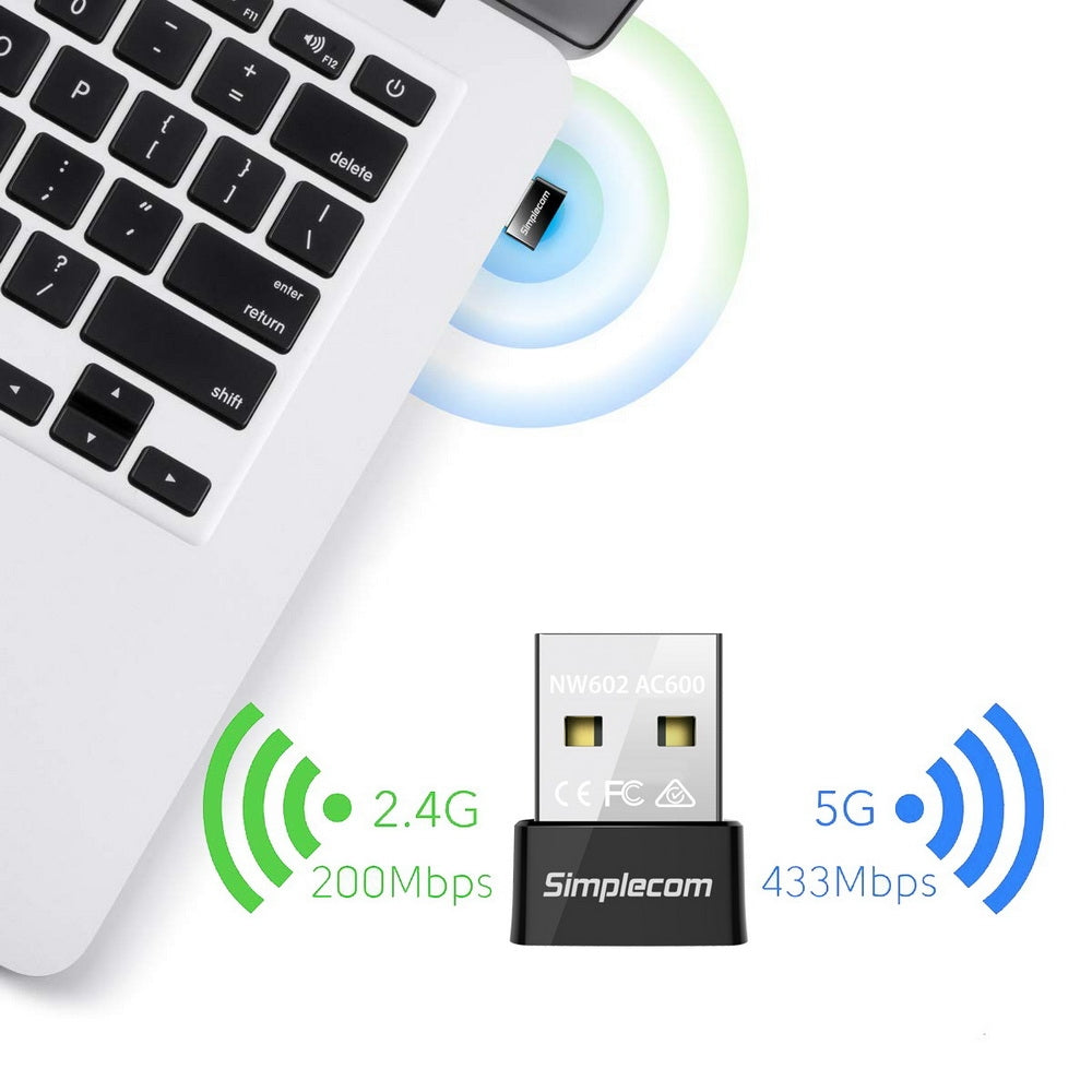 Simplecom NW602 AC600 Dual Band Nano USB WiFi Wireless Adapter V28-NW602