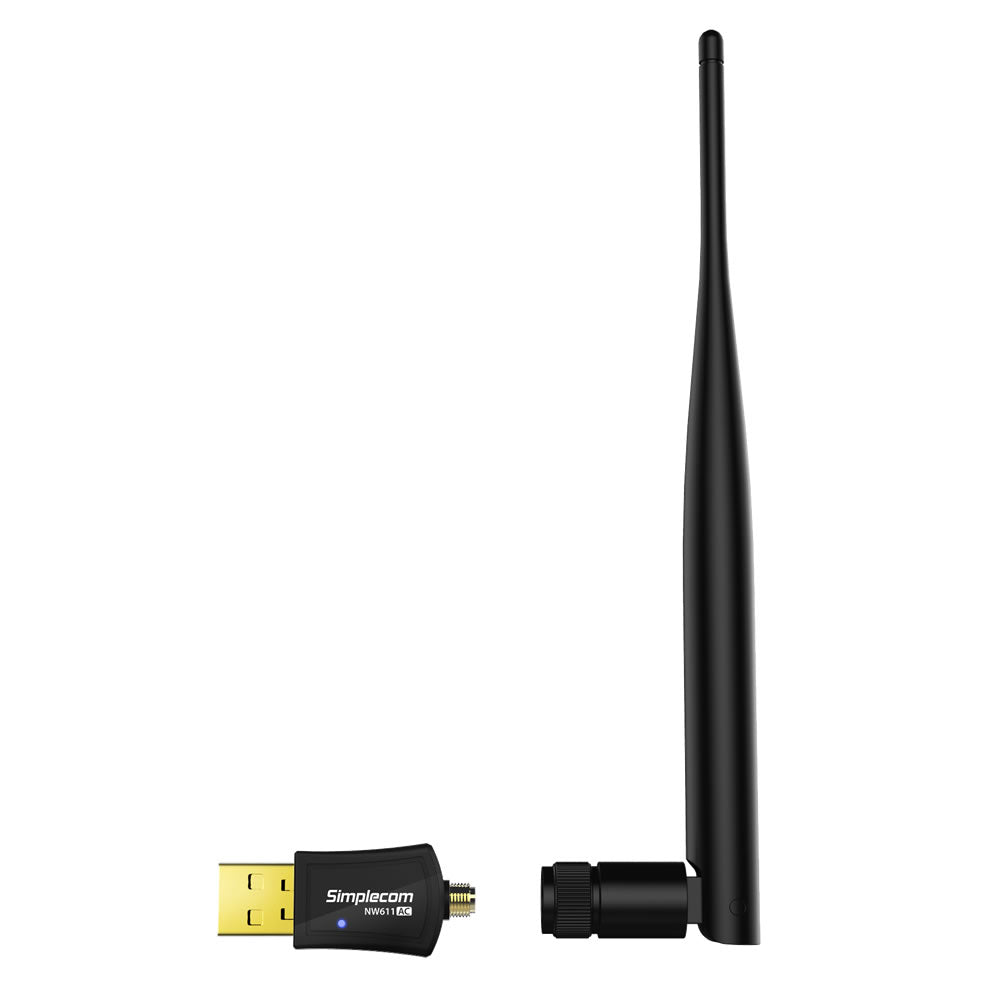 Simplecom NW611 AC600 WiFi Dual Band USB Adapter with 5dBi High Gain Antenna V28-NW611