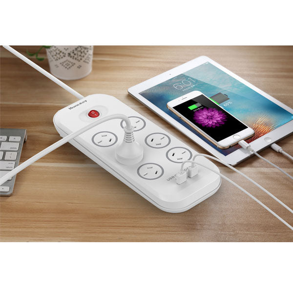 Huntkey 6-Outlet Surge Protector with 2 USB Charging Outlets (SAC607) V28-PSUHUNSAC607