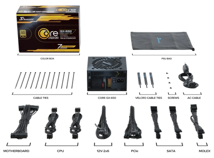Seasonic Core GX-650 ATX3 80 Plus Gold Full Modular 650W PSU (SRP-CGX651-A5A32SF) V28-PSUSEACOREGX650V2