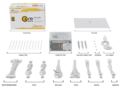 Seasonic CORE GX-750 White ATX 3.1 750W (SRP-CGX751-A5A32SF-WHITE) V28-PSUSEACOREWHITEGX750V2