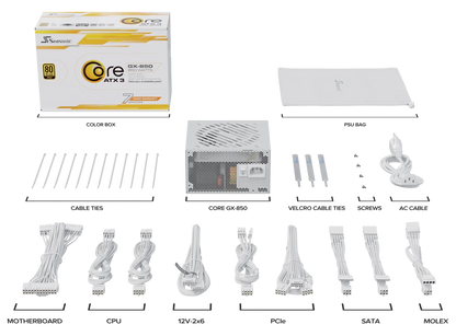 Seasonic CORE GX-850 White ATX 3.1 850W (SRP-CGX851-A5A32SF-WHITE) V28-PSUSEACOREWHITEGX850V2