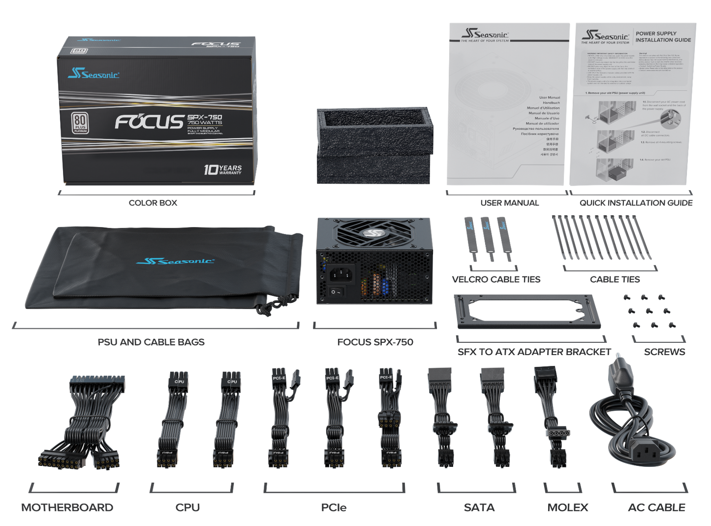 Seasonic FOCUS SPX-750 750W Fully Modular PSU V28-PSUSEAFOCUS750SPX