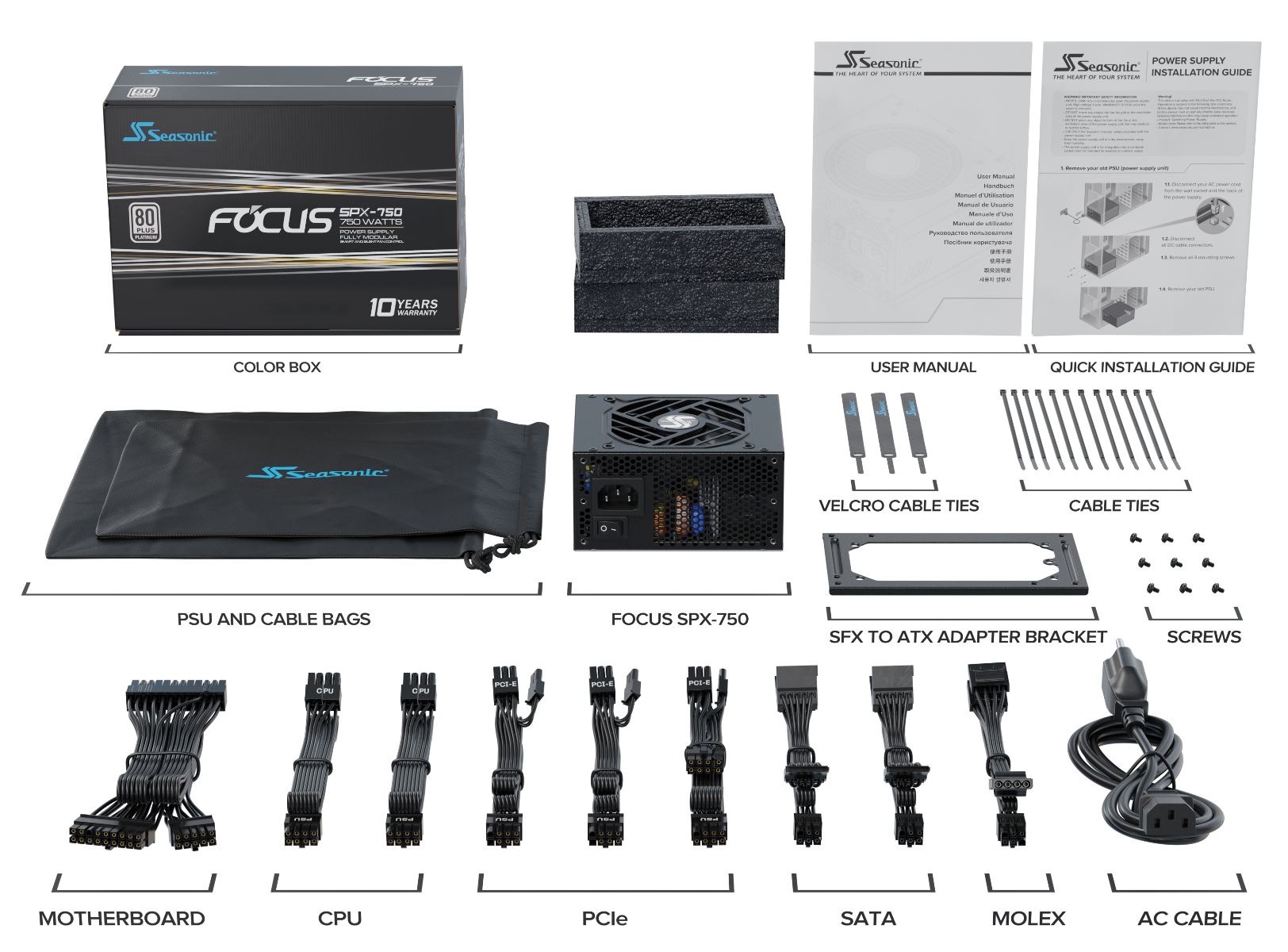 Seasonic FOCUS SPX-750 750W Fully Modular PSU V28-PSUSEAFOCUS750SPX