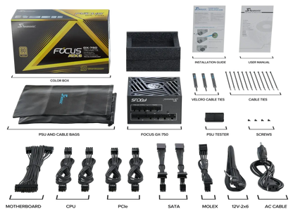 Seasonic 750W Focus GX-750 V4 Fully-Modular 80 PLUS Gold ATX3.1/PCIe 5.1 PSU SRP-FGX751-A5A32SF V28-PSUSEAFOCUSGX750V4
