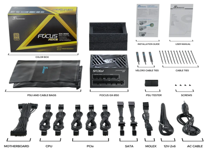Seasonic 850W Focus GX-850 V4 Fully-Modular 80 PLUS Gold ATX3.1/PCIe 5.1 PSU SRP-FGX851-A5A32SF V28-PSUSEAFOCUSGX850V4