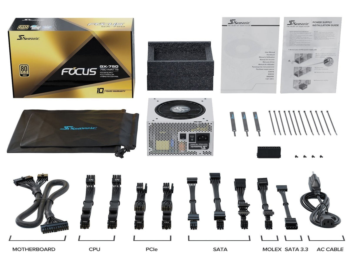 SEASONIC FOCUS GX (ONESEASONIC) WHITE EDITION GX-750 (SSR-750FX WHITE)  750W 80 PLUS GOLD PSU