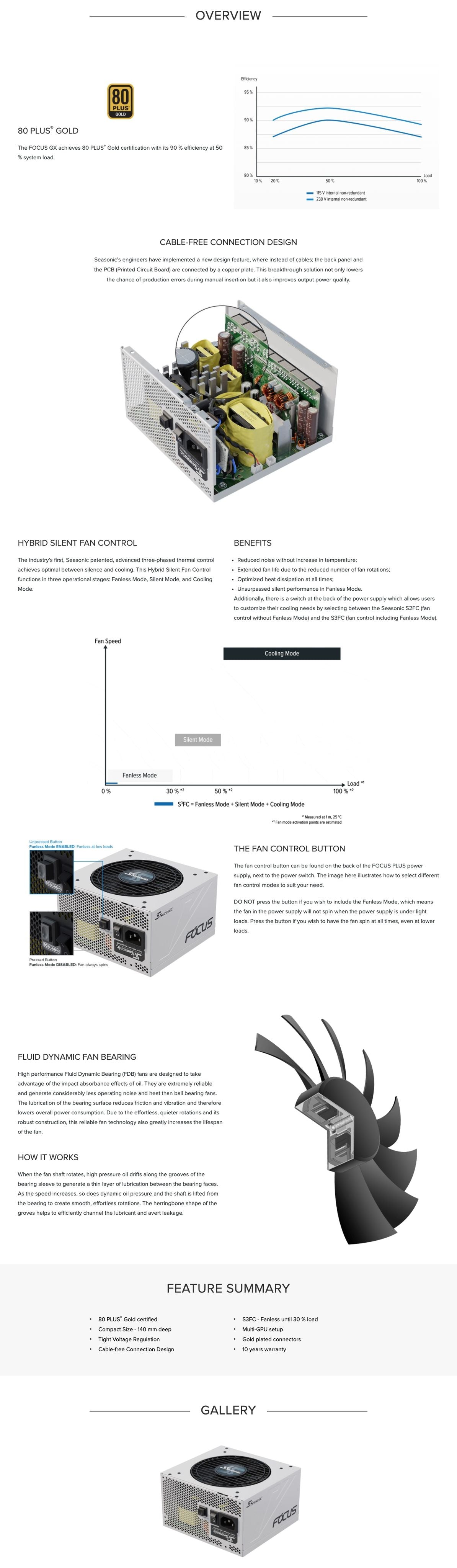 SEASONIC FOCUS GX (ONESEASONIC) WHITE EDITION GX-850 (SSR-850FX WHITE) 850W 80 PLUS GOLD PSU V28-PSUSEAFOCUSWHITE850GX