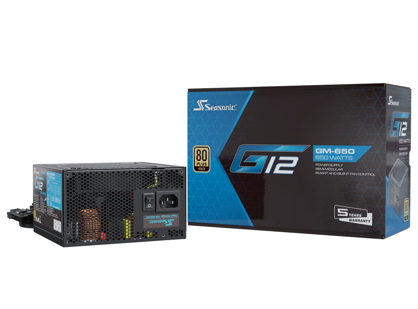 Seasonic 650W G12 V1.5 GM-650 Semi-Modular 80 PLUS Gold ATX PSU V28-PSUSEAG12GM650