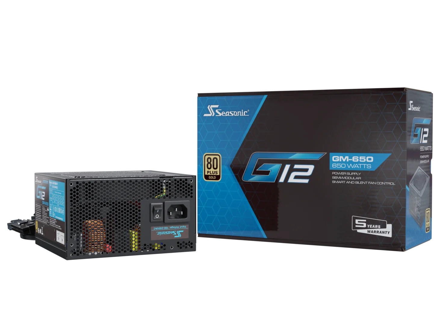 Seasonic 650W G12 V1.5 GM-650 Semi-Modular 80 PLUS Gold ATX PSU V28-PSUSEAG12GM650