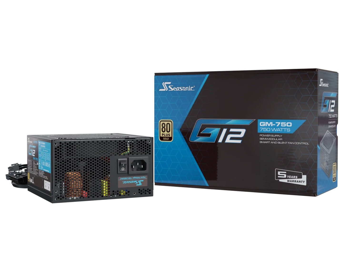 Seasonic 750W G12 V1.5 GM-750 Semi-Modular 80 PLUS Gold ATX PSU V28-PSUSEAG12GM750