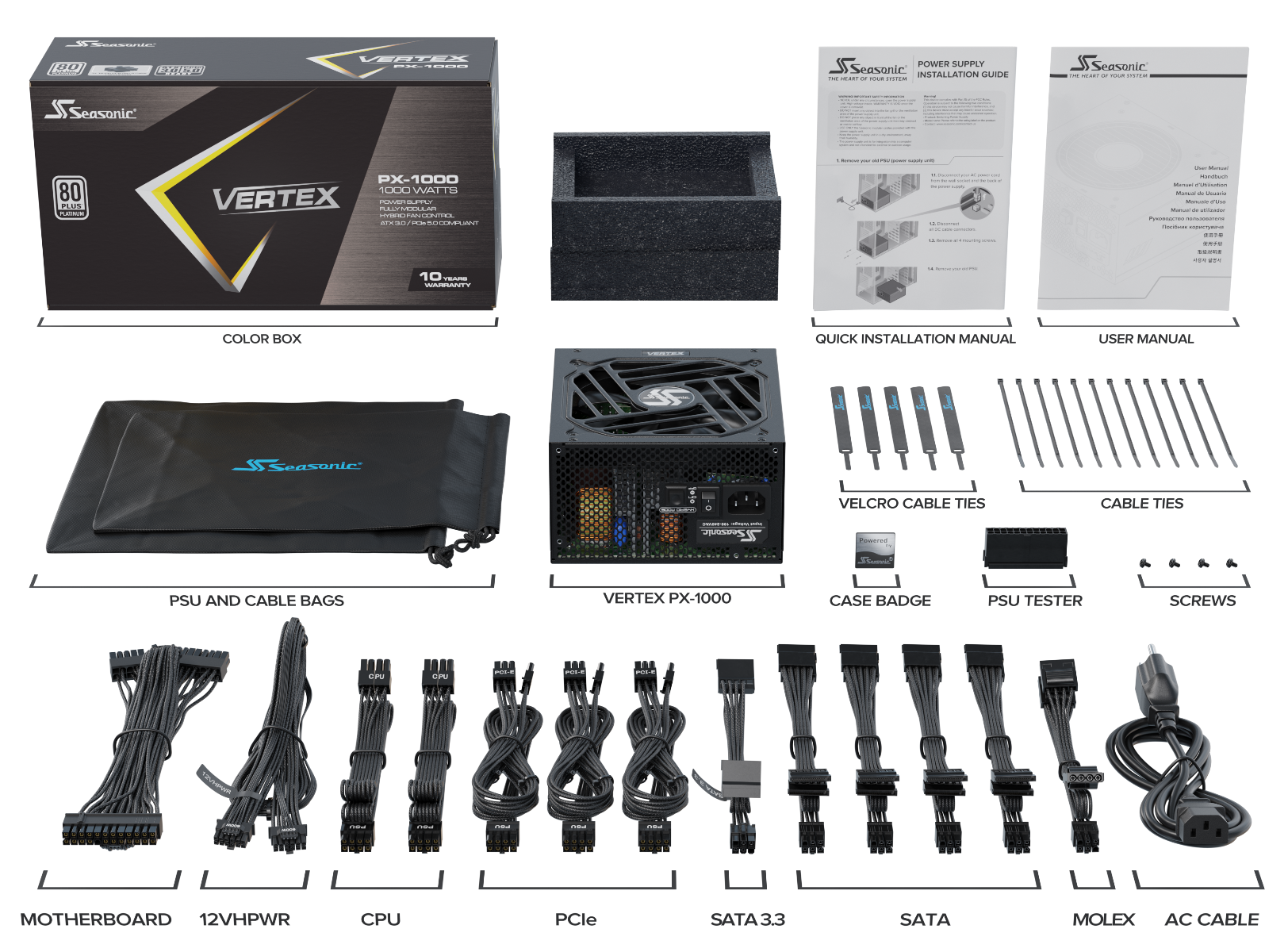 Seasonic VERTEX 1000W (PX-1000) Platinum Fully Modular PSU ATX 3.0 V28-PSUSEAVERPX1000
